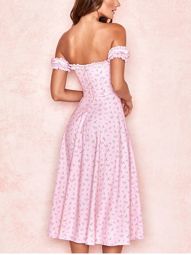Casual Wear Summer High Quality Sexy Pink Dress Broken Off The Shoulder Backless Printing Dresses Long Skirt Women'S Clothing
Casual Wear Summer High Quality Sexy Pink Dress Broken Off The Shoulder Backless Printing Dresses Long Skirt Women'S Clothing