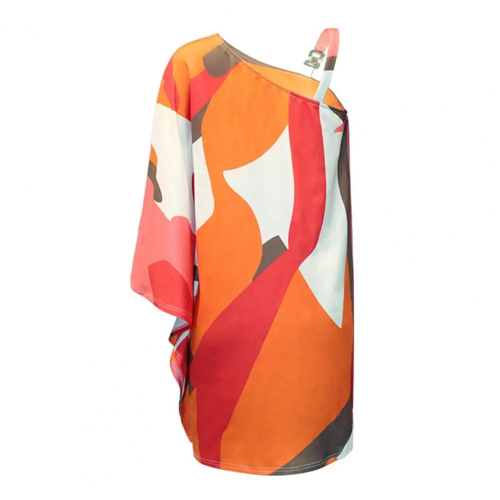 Metal Chain Shoulder Strap Breathable One-Shoulder Batwing Sleeve Mini Dress Female Clothing
Metal Chain Shoulder Strap Breathable One-Shoulder Batwing Sleeve Mini Dress Female Clothing