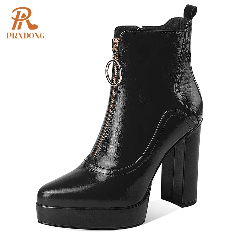 PRXDONG Woman‘s 2022 New Fashion Genuine Cow Leather Chunky High Heels Platform Shoes Black Beige Dress Office Lady Ankle Boots
PRXDONG Woman‘s 2022 New Fashion Genuine Cow Leather Chunky High Heels Platform Shoes Black Beige Dress Office Lady Ankle Boots
