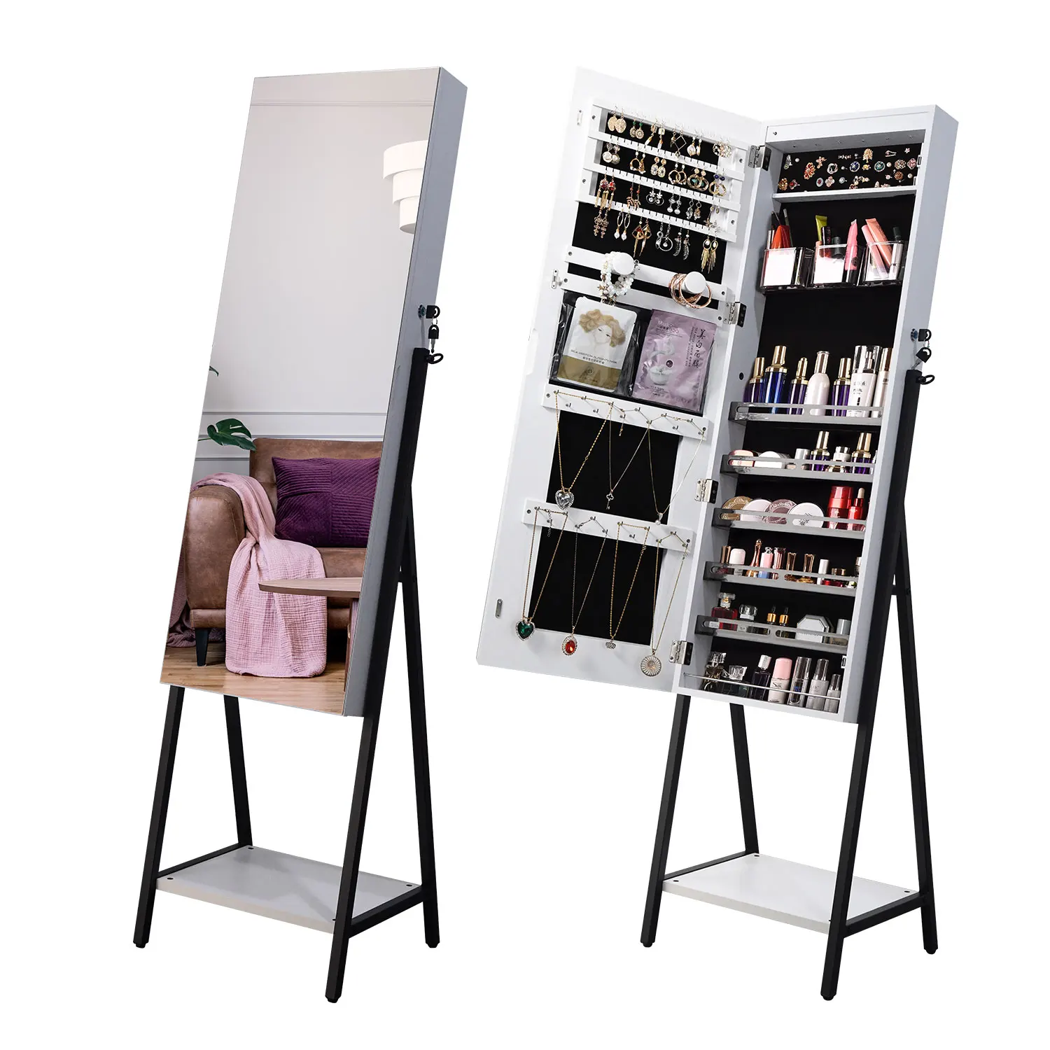 LED Jewelry Organizer Cabinet with Full-Length Body Mirror Wall Door Mounted Jewelry Armoire, Lockable Storage Cabinet
LED Jewelry Organizer Cabinet with Full-Length Body Mirror Wall Door Mounted Jewelry Armoire, Lockable Storage Cabinet