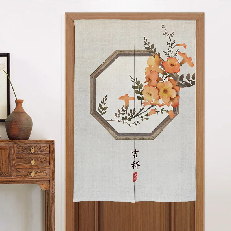 

Китайская чернильная картина, дверная занавеска, счастливый текст, цветок, перегородка, драпировка, вход, подвесная половина занавески для комнаты, кухни, Декор