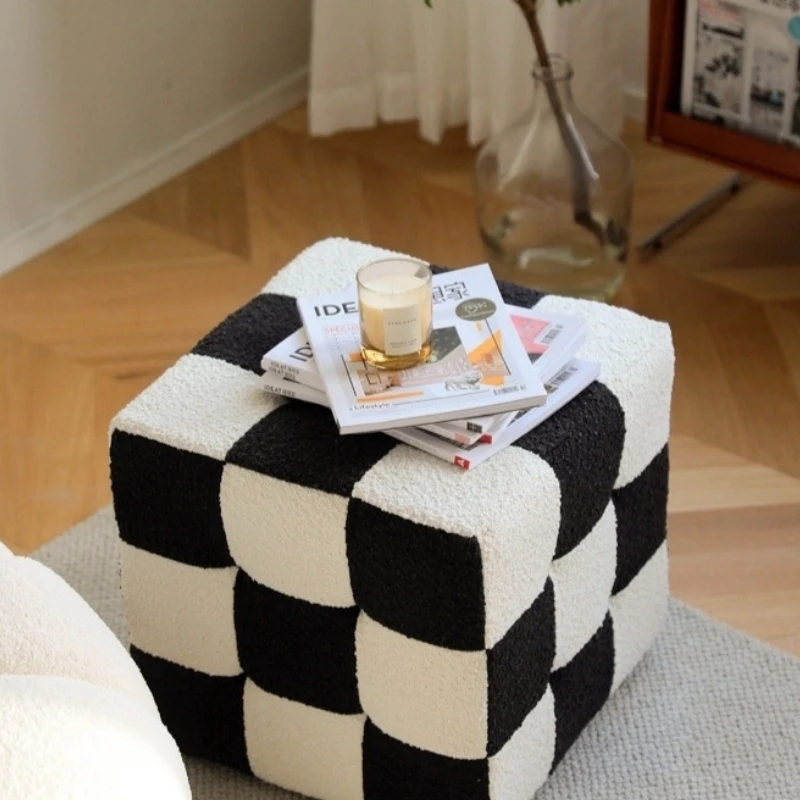 

Internet Celebrity Ins Same Creative Chessboard Stool Home Living Room Shoe Changing Stool Makeup Stool Modern Minimalist
