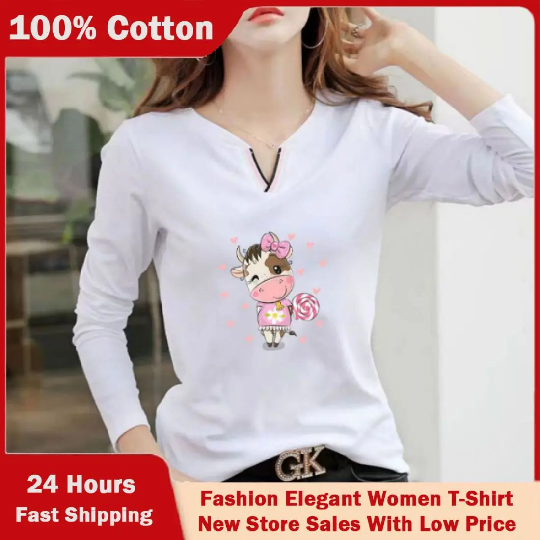 2023 New V Neck 100% Cotton T Shirt Woman Autumn Fashion Long Sleeve Shirt Women's T-shirt Loose Korean Style Women Shirts #954
2023 New V Neck 100% Cotton T Shirt Woman Autumn Fashion Long Sleeve Shirt Women's T-shirt Loose Korean Style Women Shirts #954