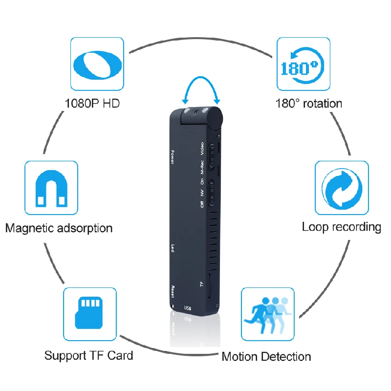 2020 Business Mini Camera HD Flashlight Micro Cam Magnetic Body Camera Motion Detection Snapshot Loop Recording Camcorder 
2020 Business Mini Camera HD Flashlight Micro Cam Magnetic Body Camera Motion Detection Snapshot Loop Recording Camcorder