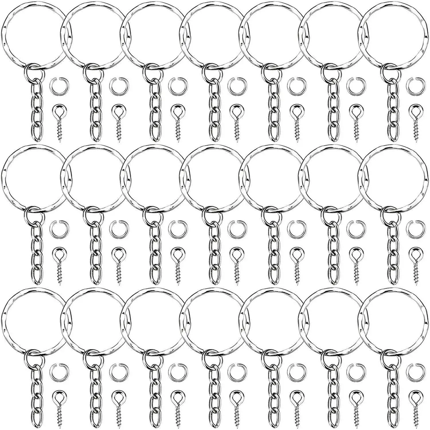 

63pcs/set Key Chains Key Ring Key Ring Findings Clasps with Eye Pin Open Jump Ring fro DIY Crafts Jewelry Making Accessory