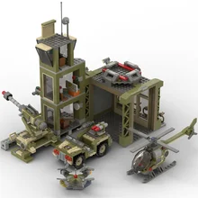 MOC Military Base WW2 Building Blocks City Machine Helicopter Car Figures Bricks Pack Construction Toys for Children Xmas Gifts