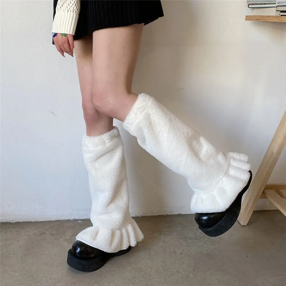 

Гетры, темпераментные мешковатые гольфы, однотонные плюшевые носки с оборками для ног, женские гетры, чулочно-носочные изделия в Корейском стиле