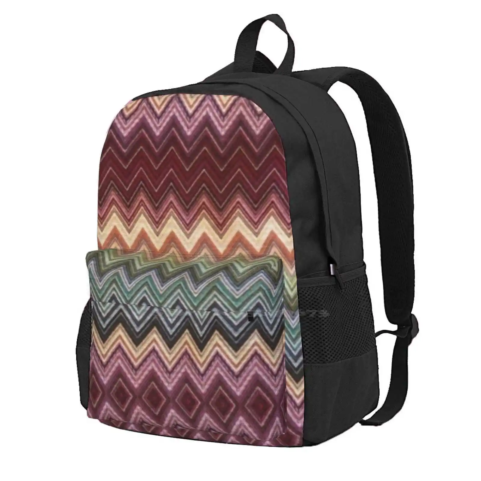 

School Bags Travel Laptop Backpack Home Boho Abstract Color Fashion Geometric Ivory Modern Pastel Textile Vintage Zigzag Chic