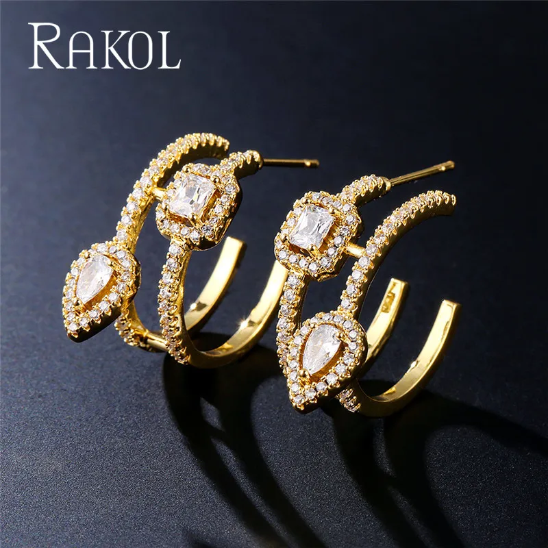 RAKOL Fashion Geometric Cubic Zirconia Gold Color Big Circle Stud Earrings for Women Girls Shinny Teardrop Crystal Party Jewelry
RAKOL Fashion Geometric Cubic Zirconia Gold Color Big Circle Stud Earrings for Women Girls Shinny Teardrop Crystal Party Jewelry