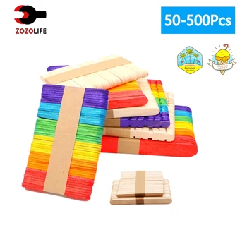 30/100/500Pcs Ice Cream Popsicle Sticks Natural Wooden Sticks Ice Cream Spoon Hand Crafts Art Ice Cream Lolly Kitchen Cake Tools