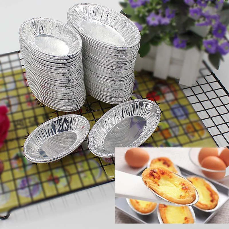50Pcs Oval Loaf Pan Disposable Tin Foil Portuguese Egg Tart Base Cup Oval Tin Foil Holder Baking Tartlets Cup Baking Supplies
50Pcs Oval Loaf Pan Disposable Tin Foil Portuguese Egg Tart Base Cup Oval Tin Foil Holder Baking Tartlets Cup Baking Supplies