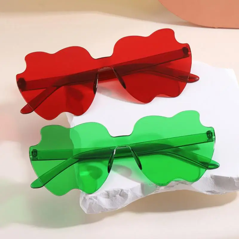 

Rimless Sunglasses Apple Shape Frameless Goggles Jelly Color For Women Men Shades Uv Protection Sun Glasses Polarized Clear Lens