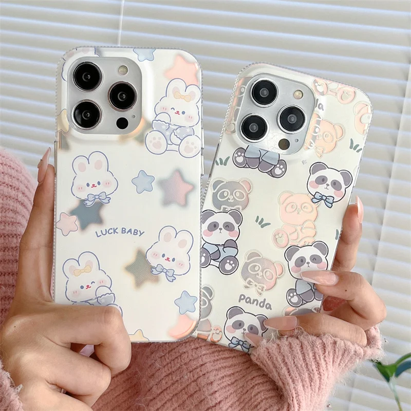 Fashion Aurora Laser Acrylic Back Lucky Rabbit Panda Phone Case For iPhone 14 13 12 Pro Max 11 14Plus Luxury Soft Cover 
Fashion Aurora Laser Acrylic Back Lucky Rabbit Panda Phone Case For iPhone 14 13 12 Pro Max 11 14Plus Luxury Soft Cover