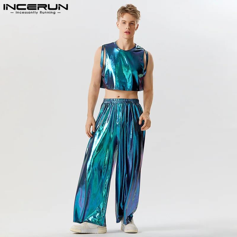 2023 Men Sets Shiny Streetwear Loose O-neck Sleeveless Crop Tank Tops & Pants Two Pieces Sets Fashion Men's Suits S-5XL INCERUN
2023 Men Sets Shiny Streetwear Loose O-neck Sleeveless Crop Tank Tops & Pants Two Pieces Sets Fashion Men's Suits S-5XL INCERUN