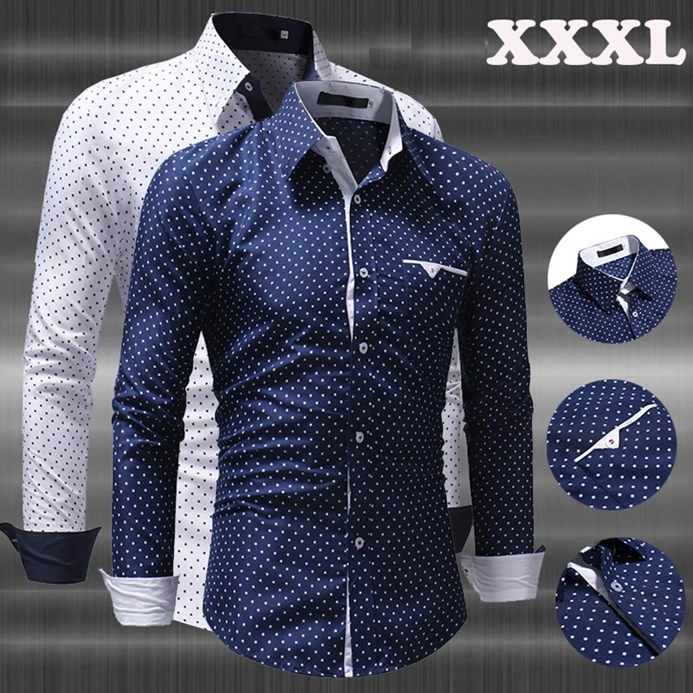 Men's Business Casual Shirts Long Sleeve Polka Dot Print Shirts Fashion Lapel Cotton Shirts
Men's Business Casual Shirts Long Sleeve Polka Dot Print Shirts Fashion Lapel Cotton Shirts