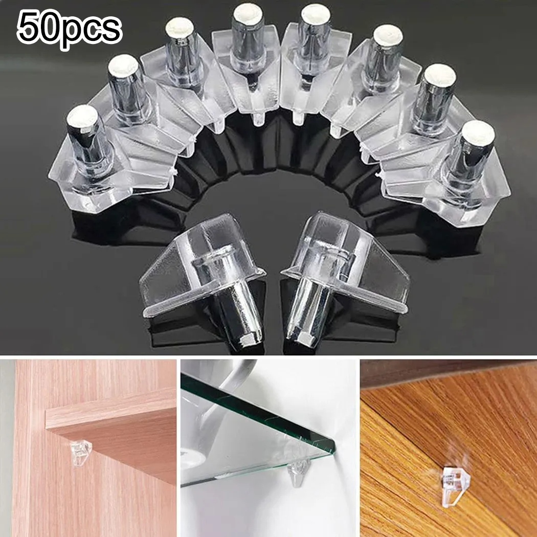 50pcs Transparent Chrome Plated Kitchen Cabinet Shelf Supports 11x17mm Pegs/Studs With Metal Pin For Furniture Hardware Tool Kit
50pcs Transparent Chrome Plated Kitchen Cabinet Shelf Supports 11x17mm Pegs/Studs With Metal Pin For Furniture Hardware Tool Kit