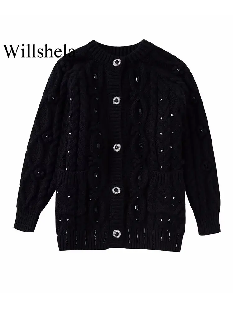 Willshela Women Fashion With Pearls Solid Single Breasted Cardigan Sweater Vintage Long Sleeves O-Neck Female Chic Lady Tops
Willshela Women Fashion With Pearls Solid Single Breasted Cardigan Sweater Vintage Long Sleeves O-Neck Female Chic Lady Tops