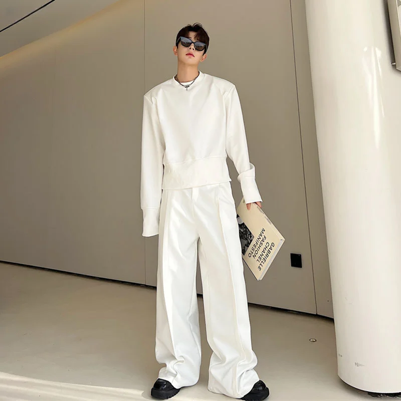 C Y Casual Sports Suit Shoulder Pad Round Collar Pullover Sweatshirt Loose Straight Fold Pants Solid Color Two-piece Set 9A7535
C Y Casual Sports Suit Shoulder Pad Round Collar Pullover Sweatshirt Loose Straight Fold Pants Solid Color Two-piece Set 9A7535