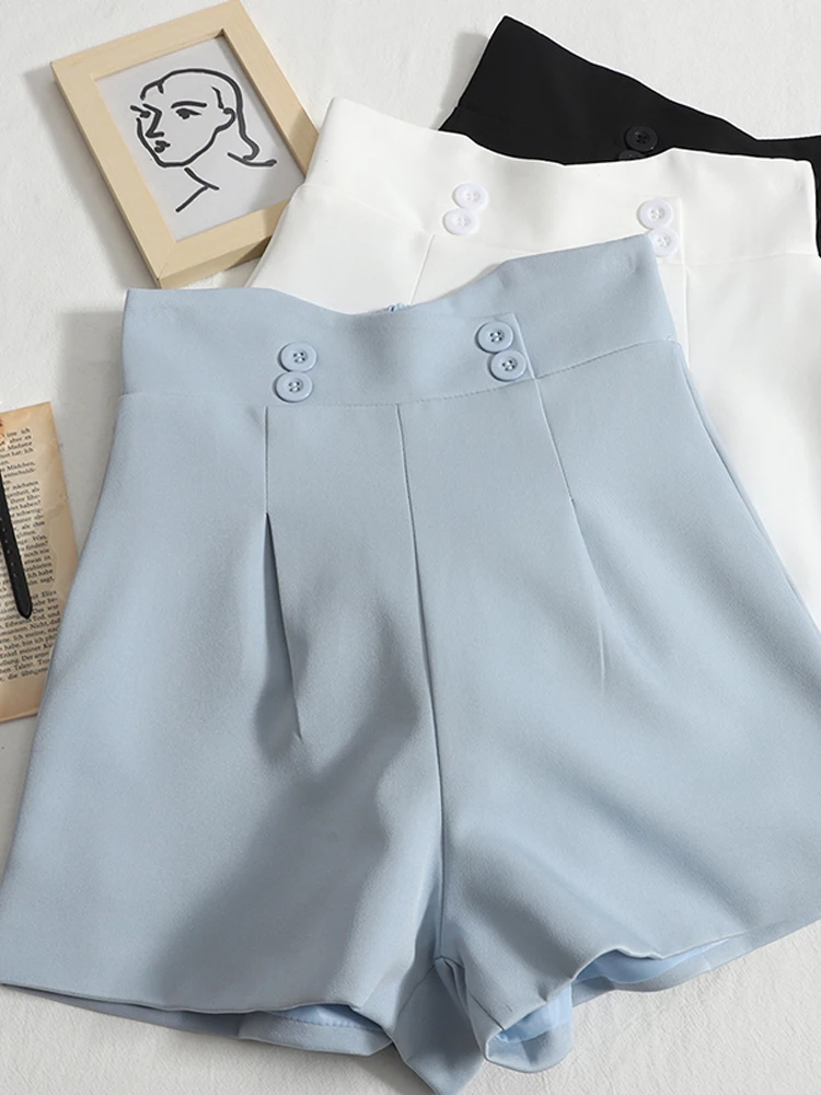 YuooMuoo женские летние шорты 2022 кнопки с высокой талией элегантные офисные широкие -