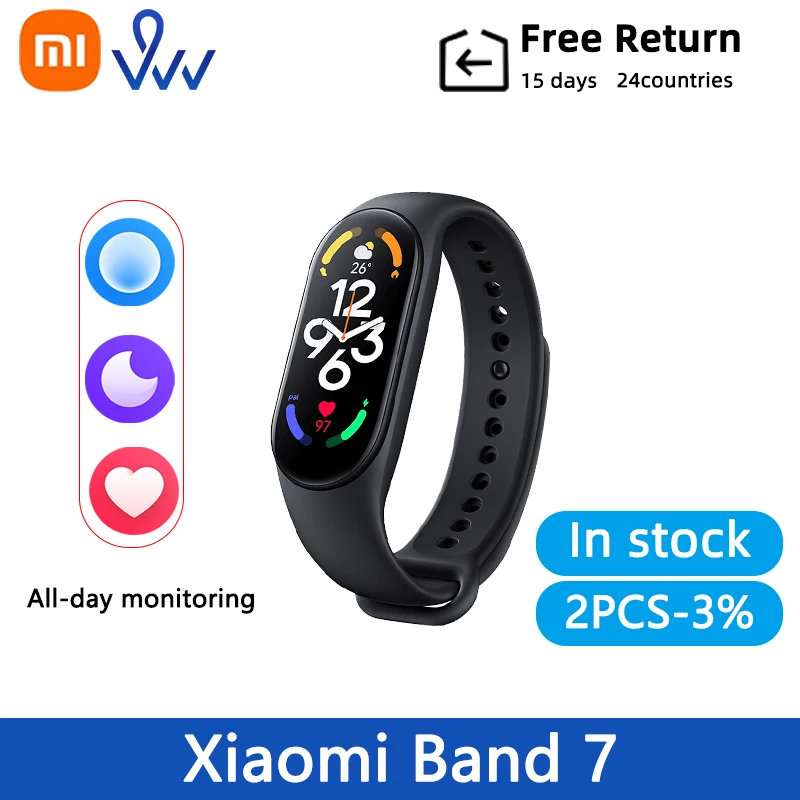 Оригинальный Xiaomi Band 7 SmartBracelet Smart 1 62 "AMOLED со 120 режимами тренировки Bluetooth 5ATM