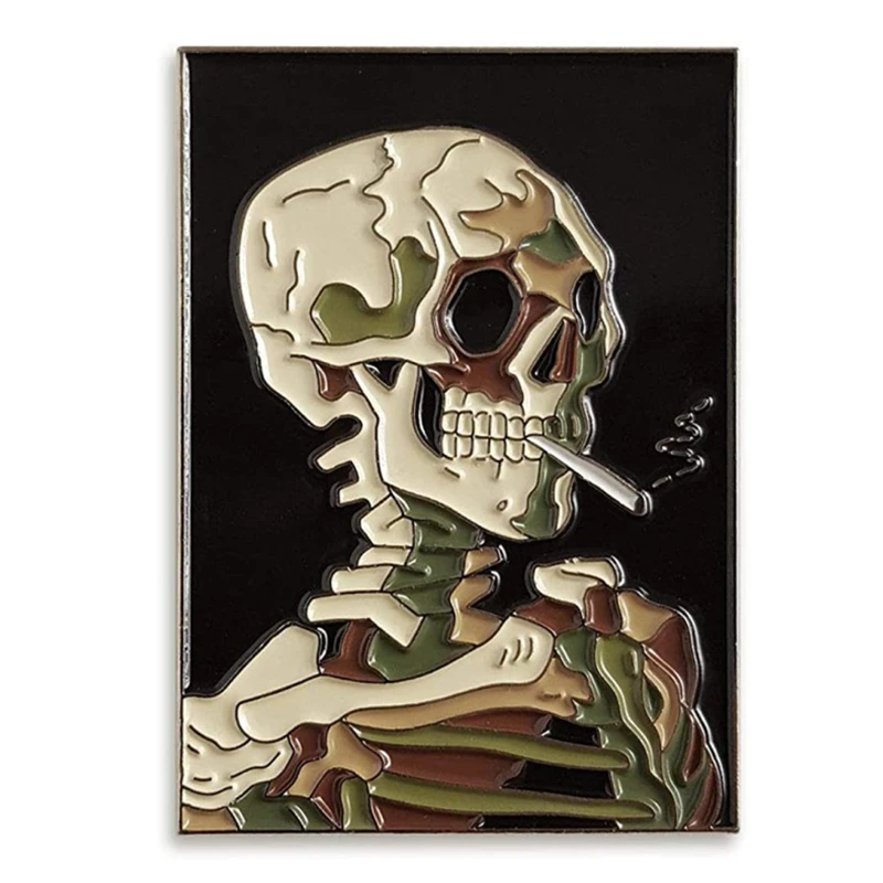 Pinsanity Van Gogh "череп с сигаретой", эмалированная булавка на лацкан с рисунком
Pinsanity Van Gogh "череп с сигаретой", эмалированная булавка на лацкан с рисунком