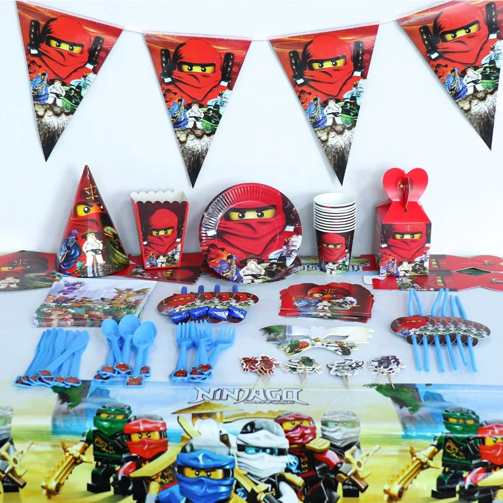 

Party Supplies Ninja Theme Baby Birthday Decoration Tableware Set Plate Cup Plate Straw Banner Tablecloth Wedding Phantom