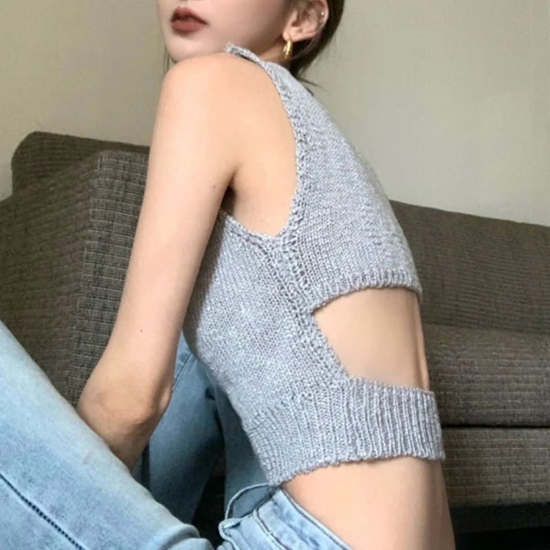 Summer Tank Pure Desire Wind Design Sense Open Back Knitted Camisole Short Slim Tops Women
Summer Tank Pure Desire Wind Design Sense Open Back Knitted Camisole Short Slim Tops Women