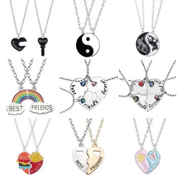 Best Friends Pendant Necklace For Woman Girls Honey Love Couple Chain Choke Broken Heart BFF Friendship Forever Jewelry Gift