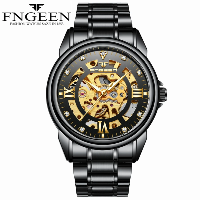 FNGEEN 2022 New Men's Black All Steel Waterproof Watch Steampunk Fashion Skeleton Automatic Mechanical Watches Relogio Masculino
FNGEEN 2022 New Men's Black All Steel Waterproof Watch Steampunk Fashion Skeleton Automatic Mechanical Watches Relogio Masculino