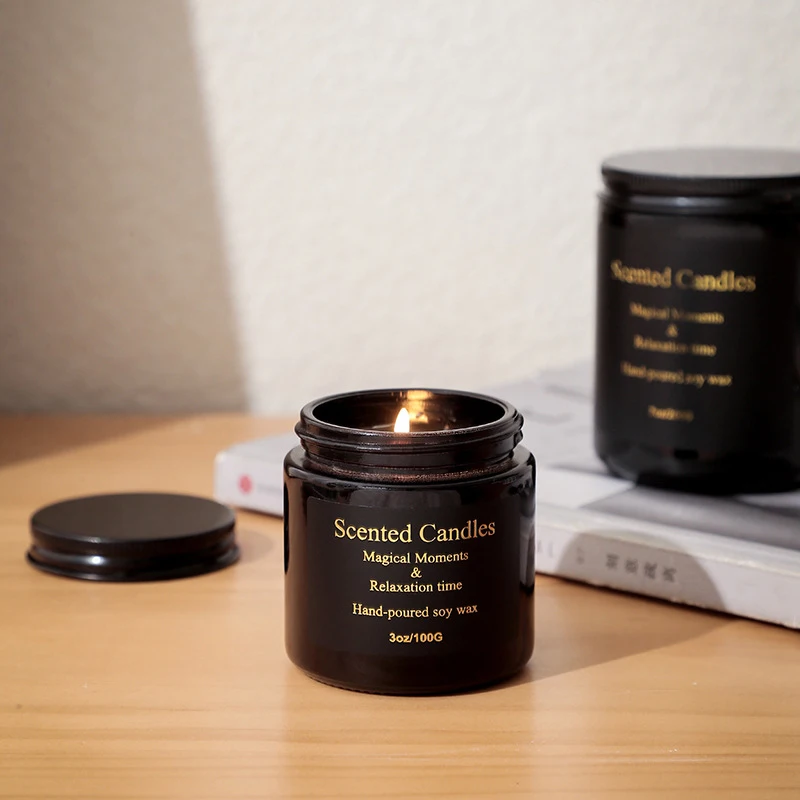 

Black Cream Jar Candles Smokeless Scented Soy Wax Candle Aromatherapy Manual Essential Oil Living Room Bedroom Guest Gift Bougie