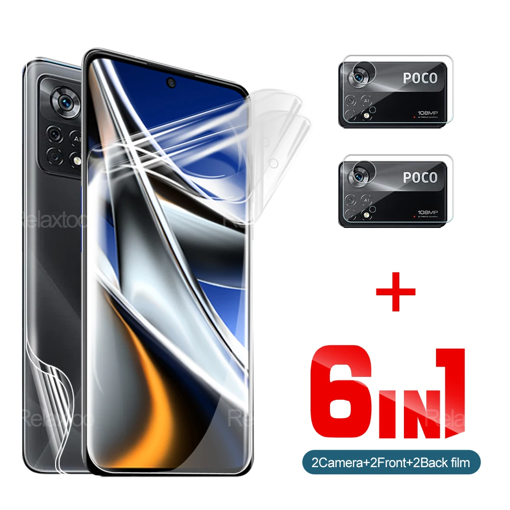 

6in1 Front Back Lens Protectors Hydrogel Film For Xiaomi Poco X4 Pro Xiami Poco X4 Nfc X3 Pro X3 Gt X2 F2 Pro M4 M3 F3 phone F1