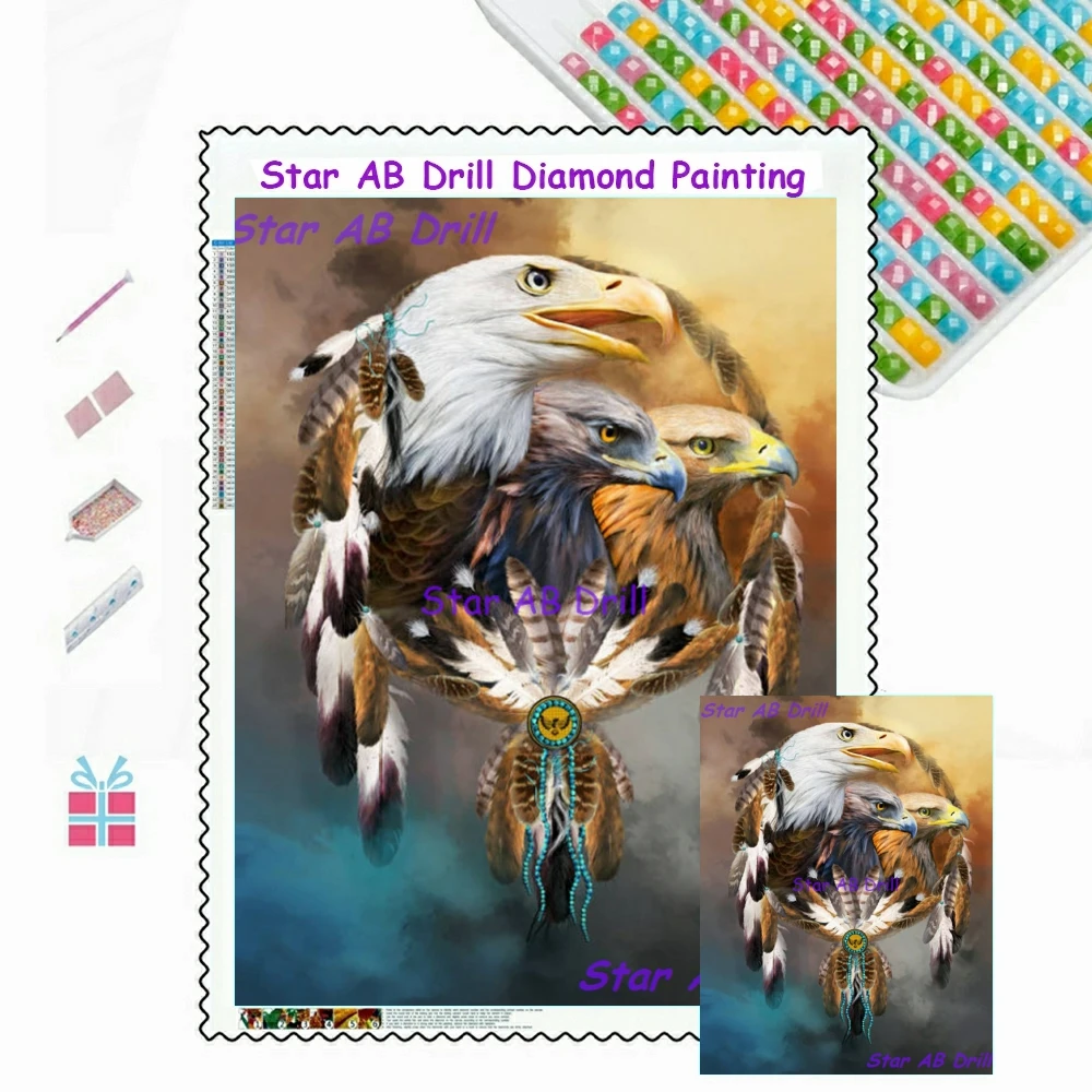 5D DIY Full AB Drill Square Round Diamond Painting Cross Stitch Kits Embroidery Three Eagles Dreamcatcher Rhinestone Pictures
5D DIY Full AB Drill Square Round Diamond Painting Cross Stitch Kits Embroidery Three Eagles Dreamcatcher Rhinestone Pictures