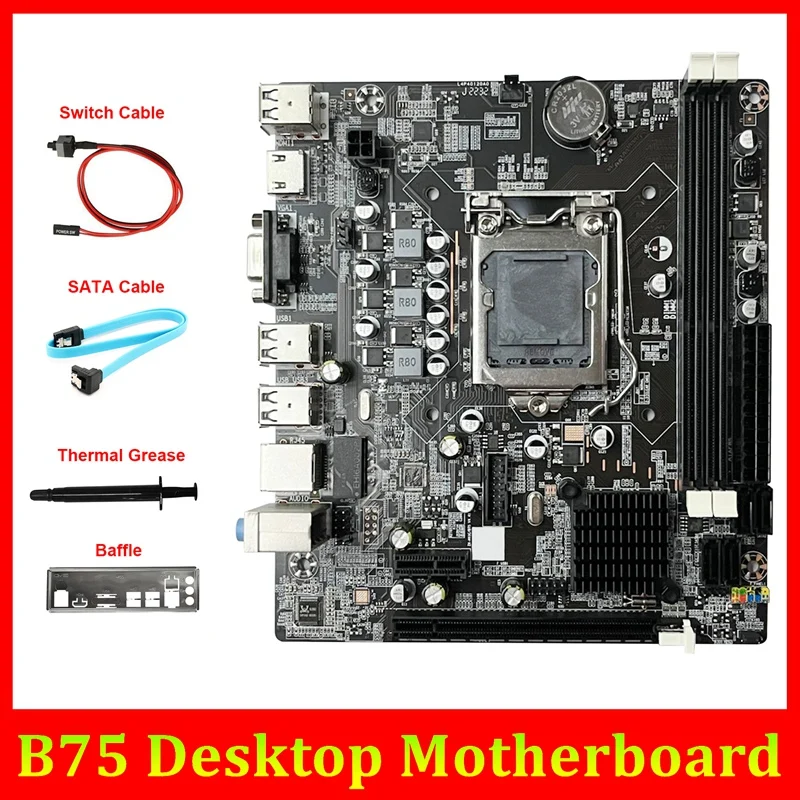 1 Set B75 Desktop Motherboard+SATA Cable+Switch Cable+Thermal Grease+Baffle LGA1155 DDR3 Kit Support 2X8G PCI E 16X For I3 I5 I7
1 Set B75 Desktop Motherboard+SATA Cable+Switch Cable+Thermal Grease+Baffle LGA1155 DDR3 Kit Support 2X8G PCI E 16X For I3 I5 I7