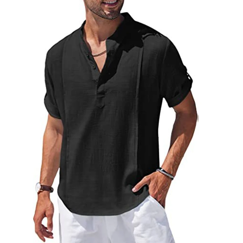 2023 Casual Loose Stand Collar Men's t-shirt Summer Breathable Cotton Linen Solid Shirt Long Sleeve Tee Pullovers Men Clothing
2023 Casual Loose Stand Collar Men's t-shirt Summer Breathable Cotton Linen Solid Shirt Long Sleeve Tee Pullovers Men Clothing