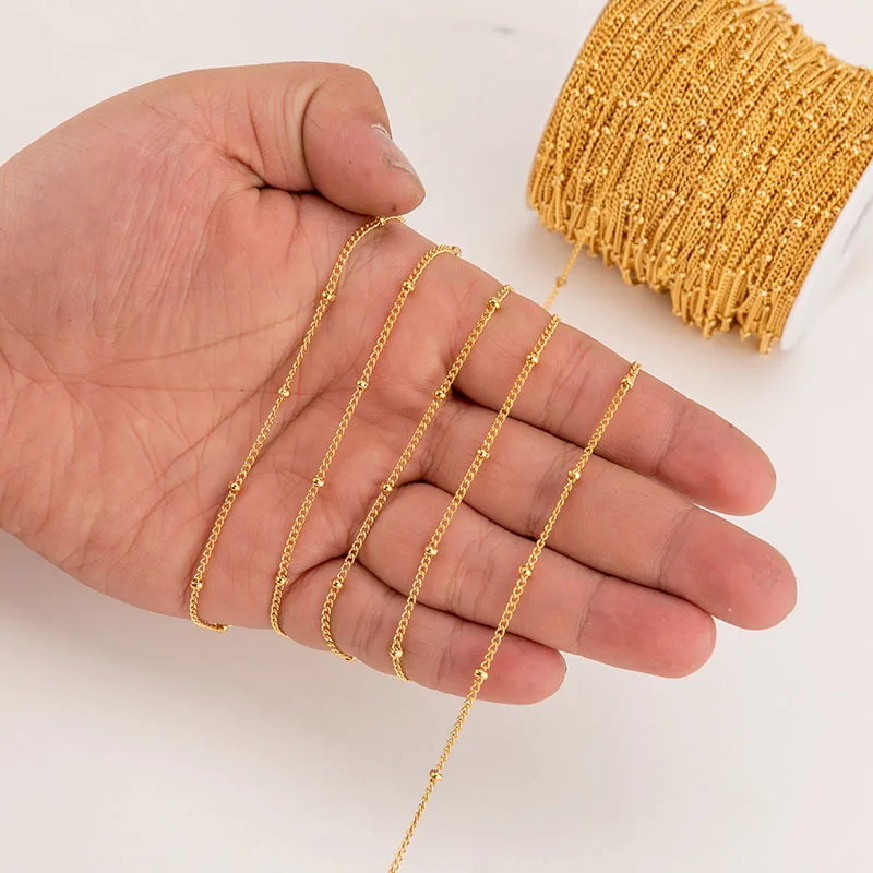 Stainless Steel Bead Chains Meter Gold/Silver Color Metal Link Chain By Meter For Necklace Bracelet Wholesale 10m
Stainless Steel Bead Chains Meter Gold/Silver Color Metal Link Chain By Meter For Necklace Bracelet Wholesale 10m