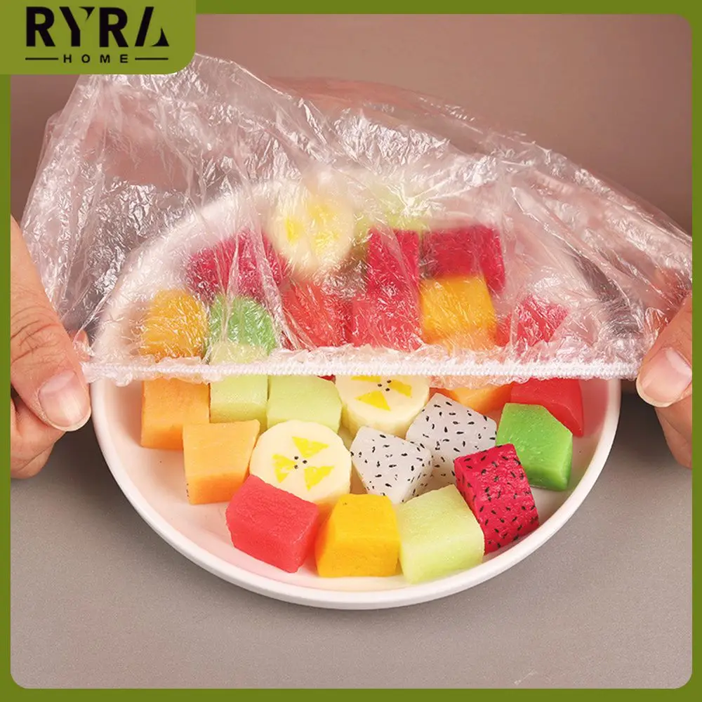 

Disposable Plastic Wrap Kitchen Tableware Dustproof Elastic Cling Film Cover Packaging For Dishes Plate Kitchen Tool 100pcs