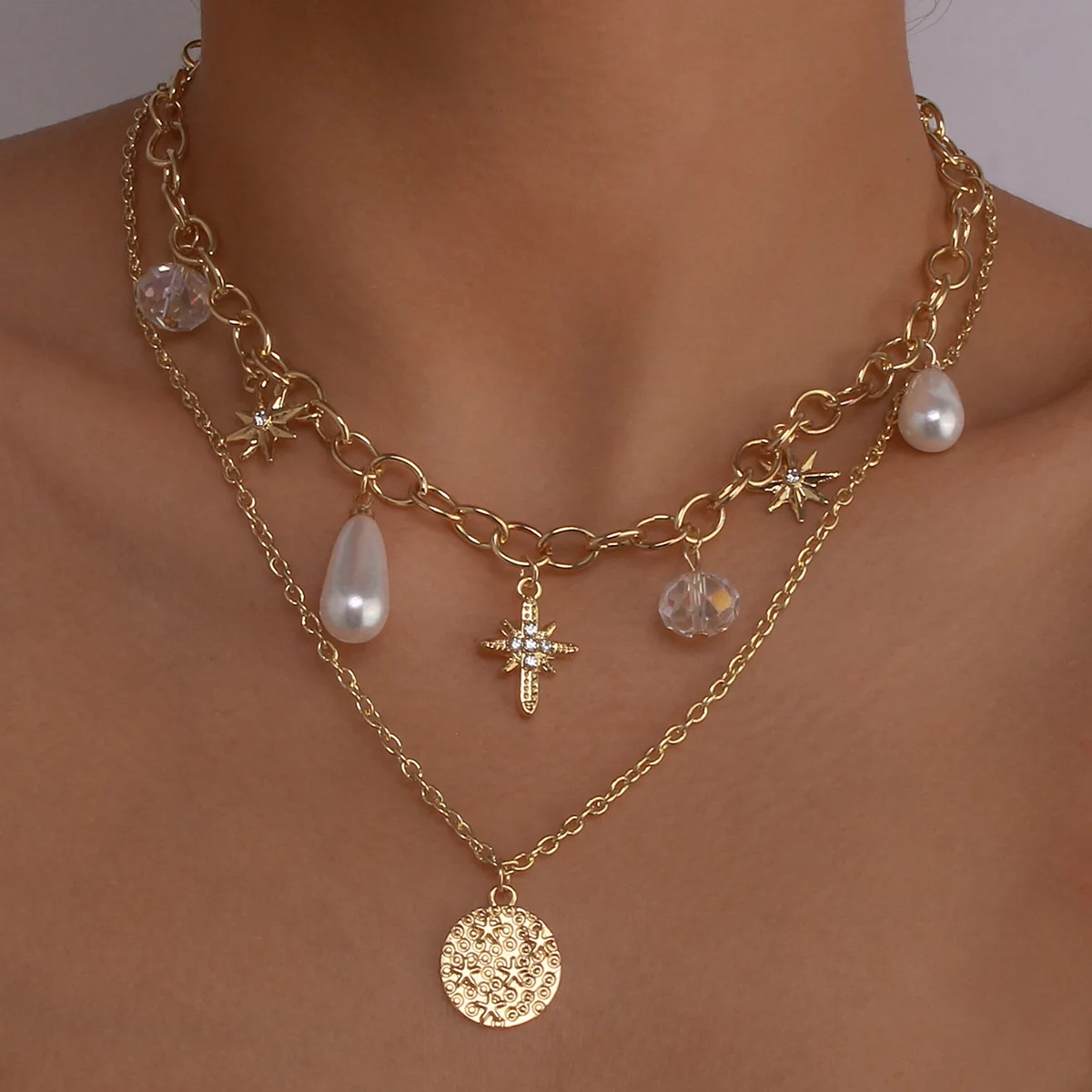 New Women Layered Beads Chocker Gold Color Chain Star Pearl Choker Necklace Jewelry Collana Kolye Bijoux Collares Mujer Collier
New Women Layered Beads Chocker Gold Color Chain Star Pearl Choker Necklace Jewelry Collana Kolye Bijoux Collares Mujer Collier