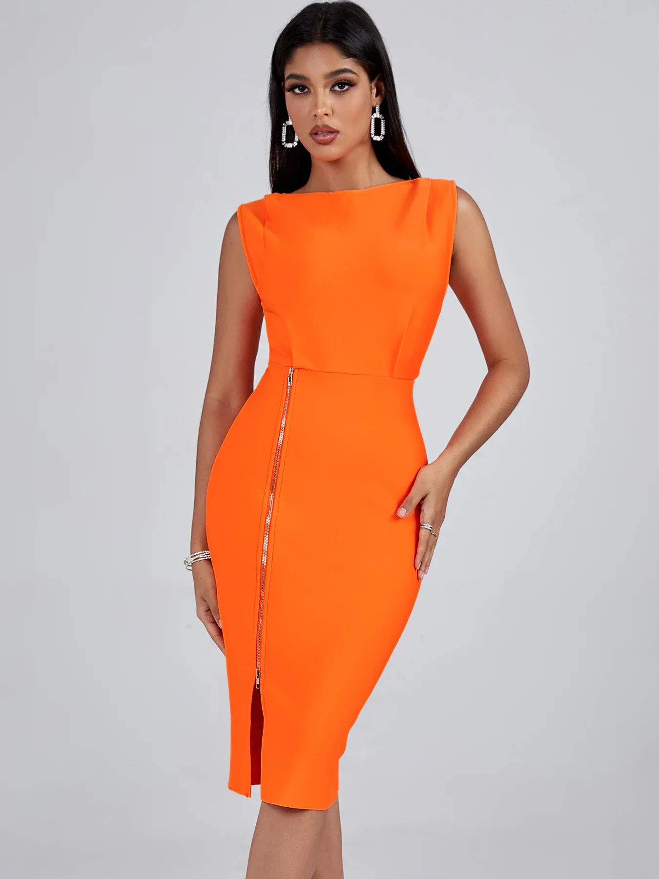 Orange Bandage Dress Women Midi Party Dress Bodycon Elegant Zip Front Sexy Birthday Evening Club Outfits Summer
Orange Bandage Dress Women Midi Party Dress Bodycon Elegant Zip Front Sexy Birthday Evening Club Outfits Summer