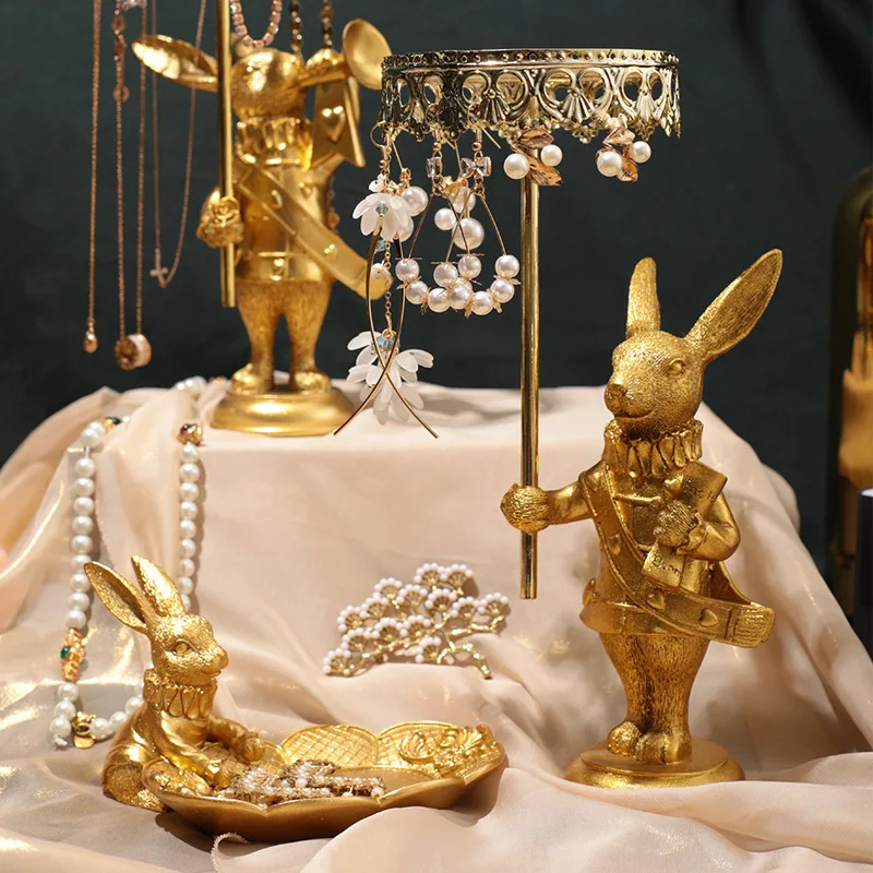 Luxury Golden Bunny Figurine Ornaments Jewelry Tray Display Stand Easter Rabbit Statue Resin Animal Sculpture Home Desktop Decor
Luxury Golden Bunny Figurine Ornaments Jewelry Tray Display Stand Easter Rabbit Statue Resin Animal Sculpture Home Desktop Decor