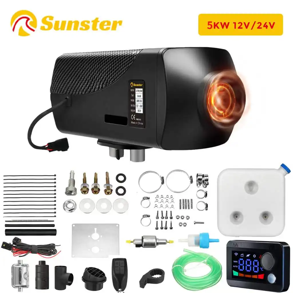 Sunster Air Diesel Heater 5KW 12V&24V Universal Car Parking Heater Autonomy With Remote LCD Monitor Voice Broadcast for Mot
Sunster Air Diesel Heater 5KW 12V&24V Universal Car Parking Heater Autonomy With Remote LCD Monitor Voice Broadcast for Mot