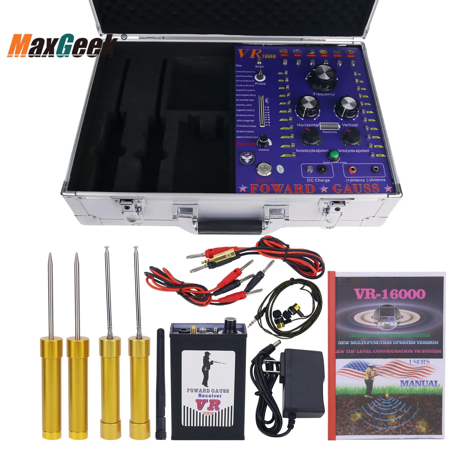 Maxgeek VR16000 Gold Detector Metal Finder w/ Carrying Case for Gold Silver Copper Placer Gold Pottery Gems
Maxgeek VR16000 Gold Detector Metal Finder w/ Carrying Case for Gold Silver Copper Placer Gold Pottery Gems