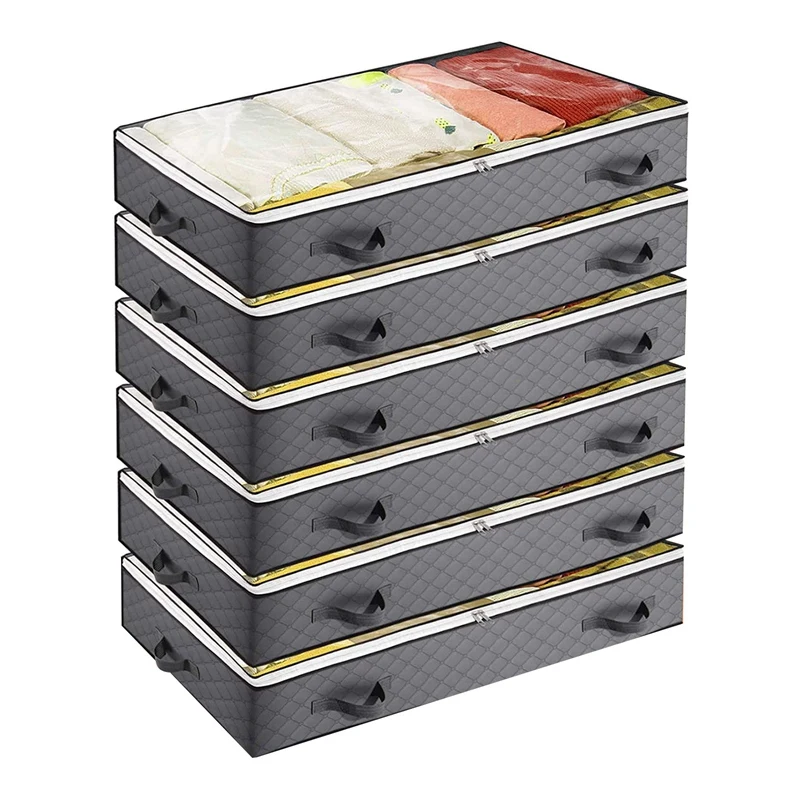 6 Pack Underbed Storage Bags, Foldable Under Bed Container Bins Organizer For Clothes, Blanket, Shoes With Clear Window
6 Pack Underbed Storage Bags, Foldable Under Bed Container Bins Organizer For Clothes, Blanket, Shoes With Clear Window