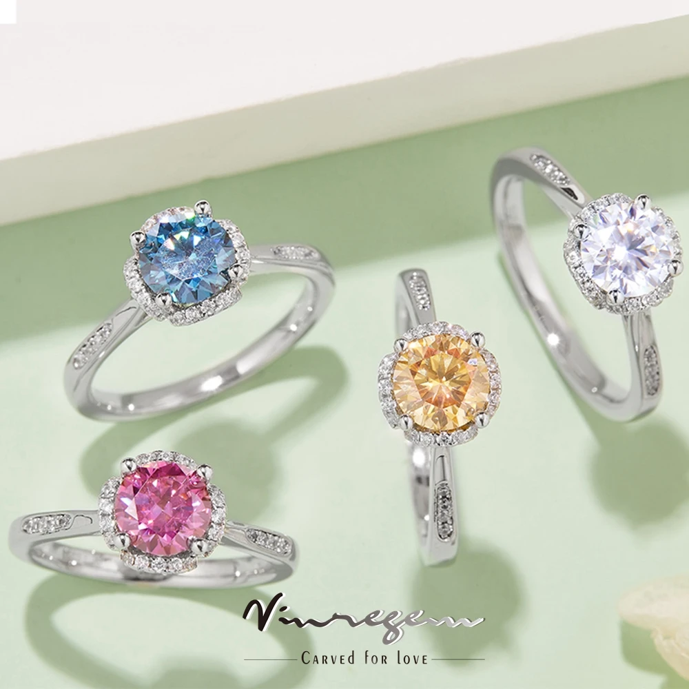 Vinregem 925 Sterling Silver 18K White Gold 1CT Colorful Moissanite Pass Test Diamond Wedding Ring for Women Gifts Drop Shipping
Vinregem 925 Sterling Silver 18K White Gold 1CT Colorful Moissanite Pass Test Diamond Wedding Ring for Women Gifts Drop Shipping