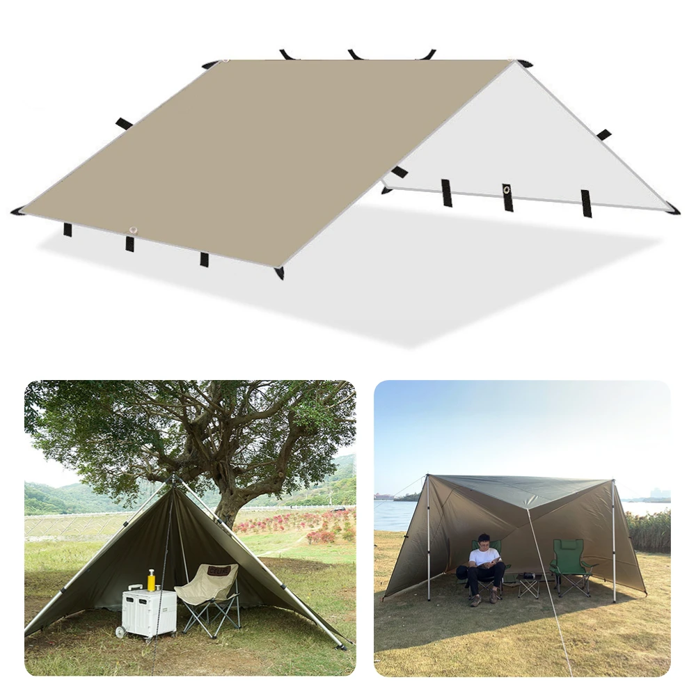 

4x4m 4x3m 3x3m 19 Hang Points Tent Tarp Survival Sun Shelter Shade Canopy Outdoor Backpacking Waterproof Camping Awning SunShade