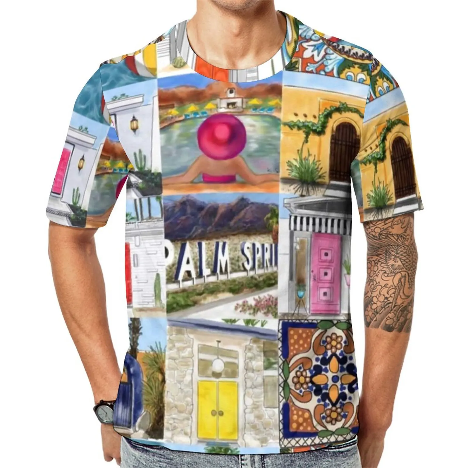 

Vacation Mid Century T-Shirt Palm Springs Talavera Harajuku T Shirts Couple Kawaii Tshirt Short-Sleeve Pattern Clothes Plus Size