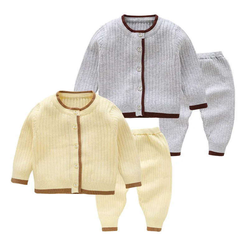 

0-2year Baby Girl Boy Clothes Set Autumn Winter spring knitting Tops + Pants 2Pcs Outfits soft Newborn Clothes Toddler