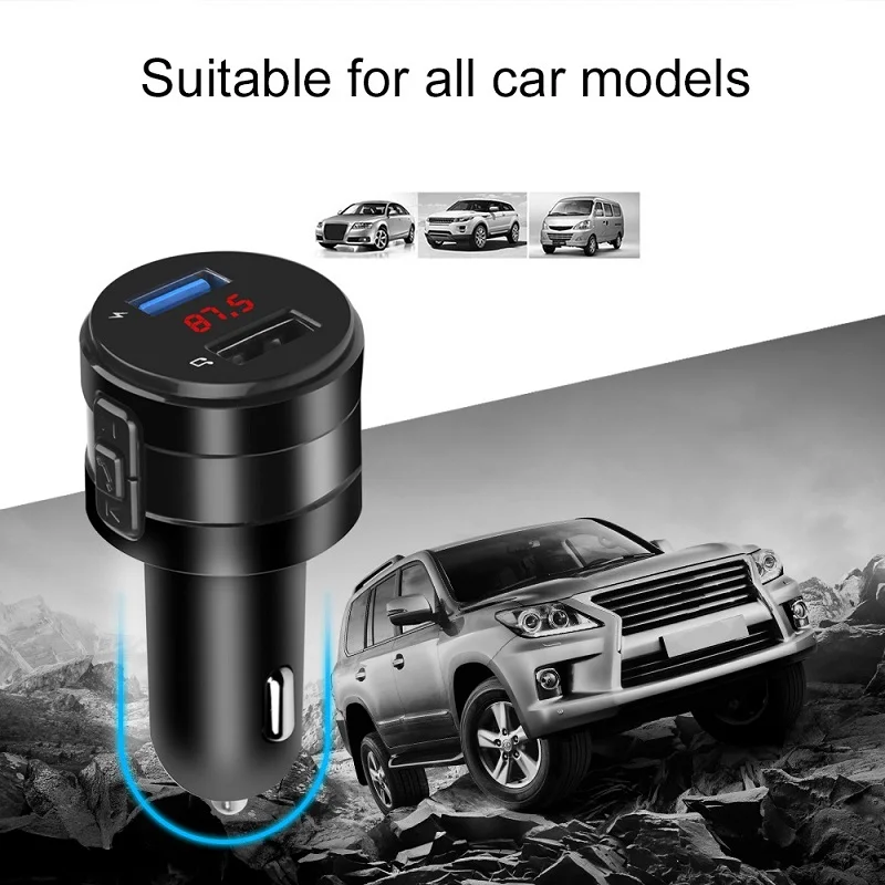 

EURS FM Transmitter Bluetooth 5.0 Car MP3 Player Dual USB Ports Auto Charger Handsfree Modulator Kit Cigarette Lighter Adapter