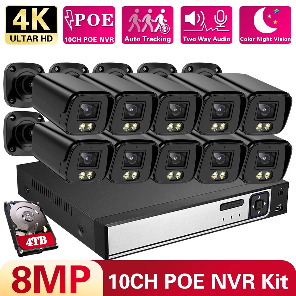 10CH 8MP POE Security Camera System 4K NVR Kit Video Surveillance Set Home 2 Way Audio Ai Camera Face Detect Color Night Kit
10CH 8MP POE Security Camera System 4K NVR Kit Video Surveillance Set Home 2 Way Audio Ai Camera Face Detect Color Night Kit