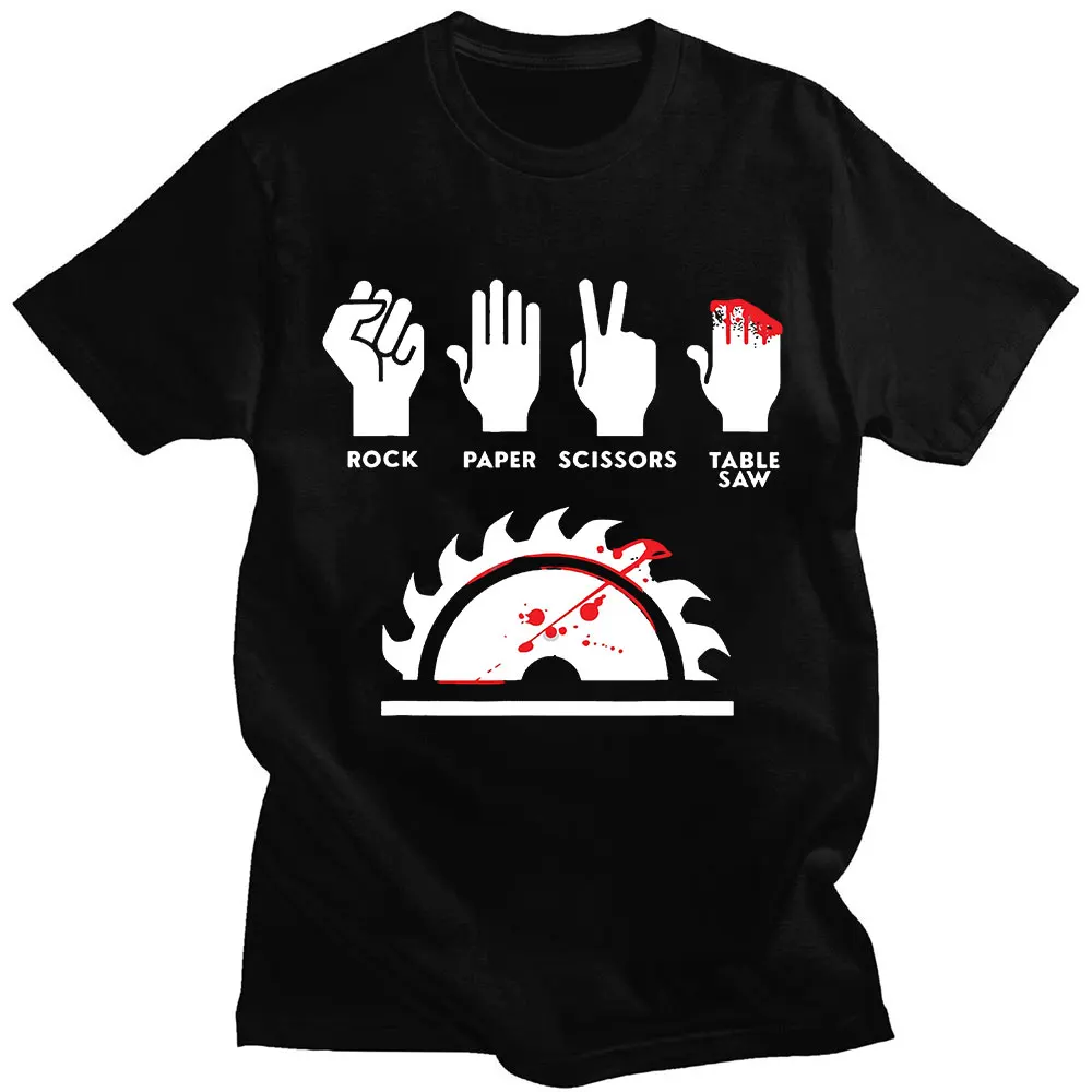 Funny Rock Paper Scissors Table Saw Print T-shirts Men's Women's Short Sleeve Cotton Casual Oversized T-Shirt Streetwear Unisex
Funny Rock Paper Scissors Table Saw Print T-shirts Men's Women's Short Sleeve Cotton Casual Oversized T-Shirt Streetwear Unisex