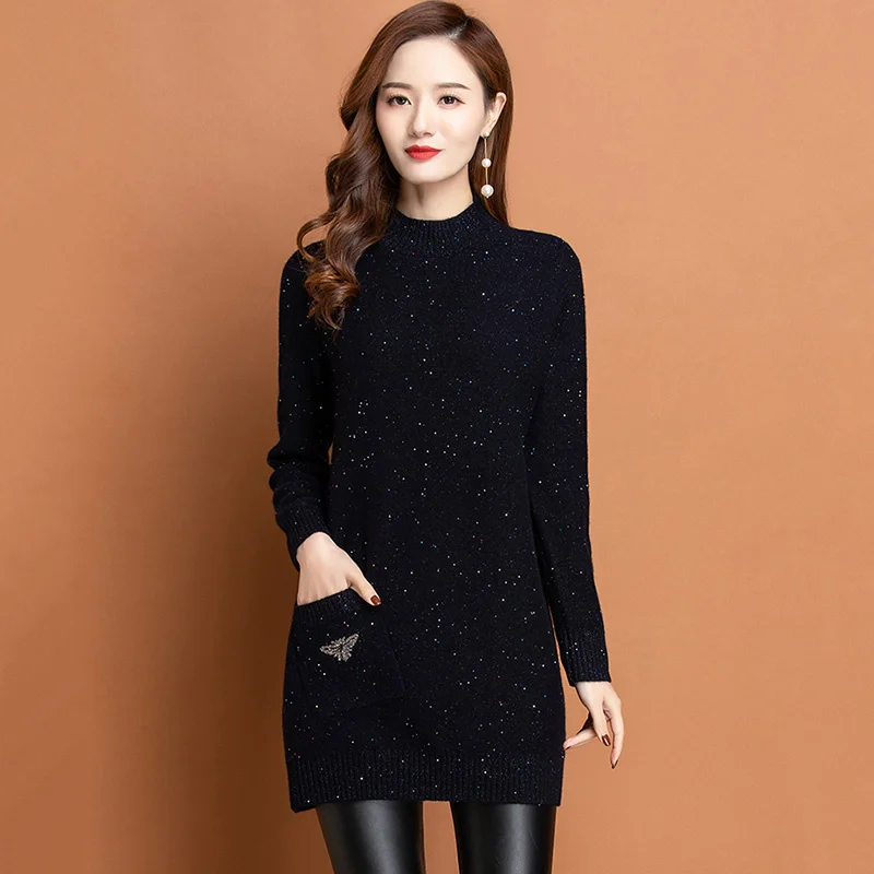Women New Loose Autumn Winter 2023 Casual Fashion Half High Collar Plus Velvet Thick Knitted Pullover Basic Sweater Tops
Women New Loose Autumn Winter 2023 Casual Fashion Half High Collar Plus Velvet Thick Knitted Pullover Basic Sweater Tops